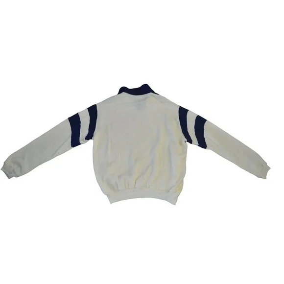 Vintage JCPenney Men's XL Sweater Cream & Navy 100% Acrylic Colorblock Design - Picture 3 of 6